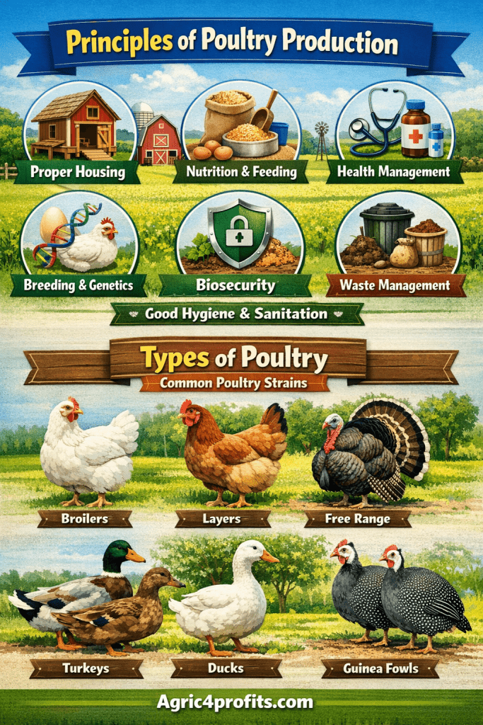 Les principes de Production de la Volaille et des Types de Taches ou de la Volaille