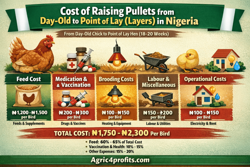 Coût de l'élevage des Poulettes à partir d'un Jour à l'entrée en ponte (Couches) au Nigeria