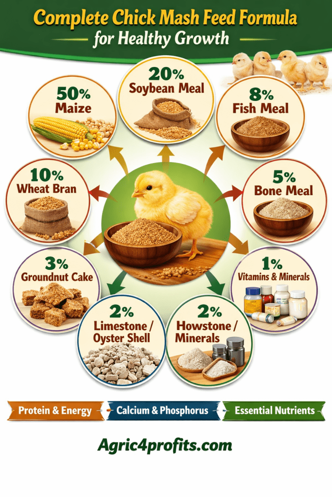 Complet Poussin Mash Aliment pour la Croissance Saine