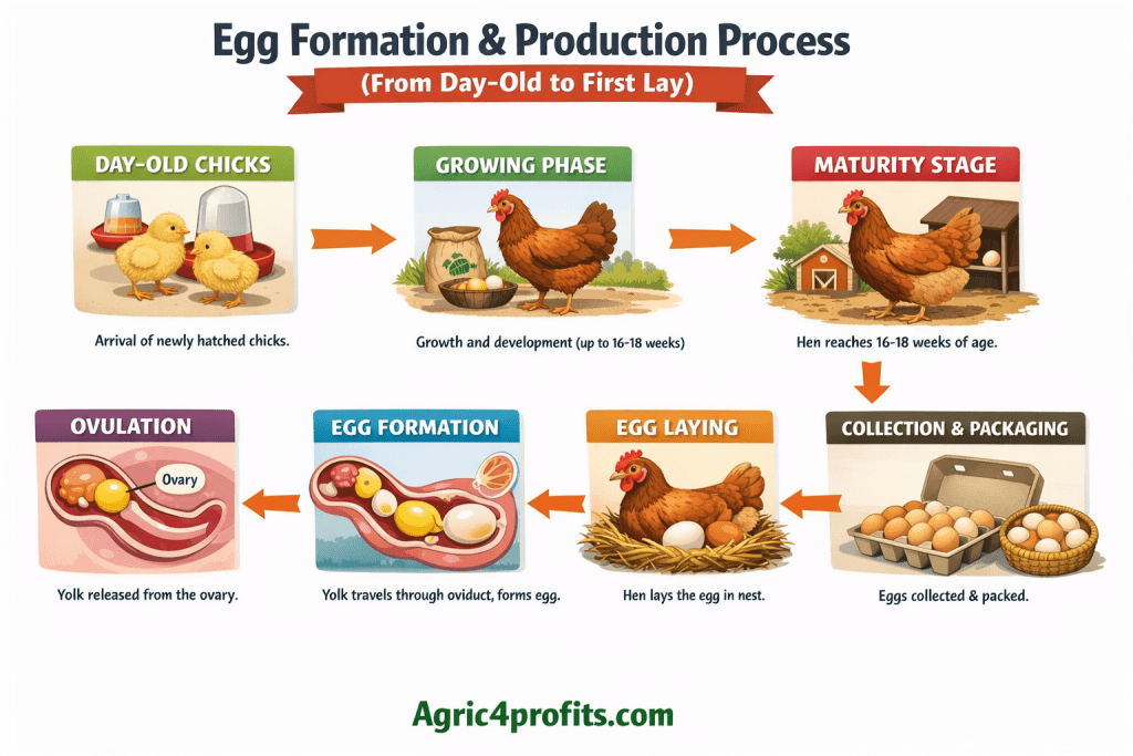 Egg Formation and Production Process (From Day-Old to First Lay)