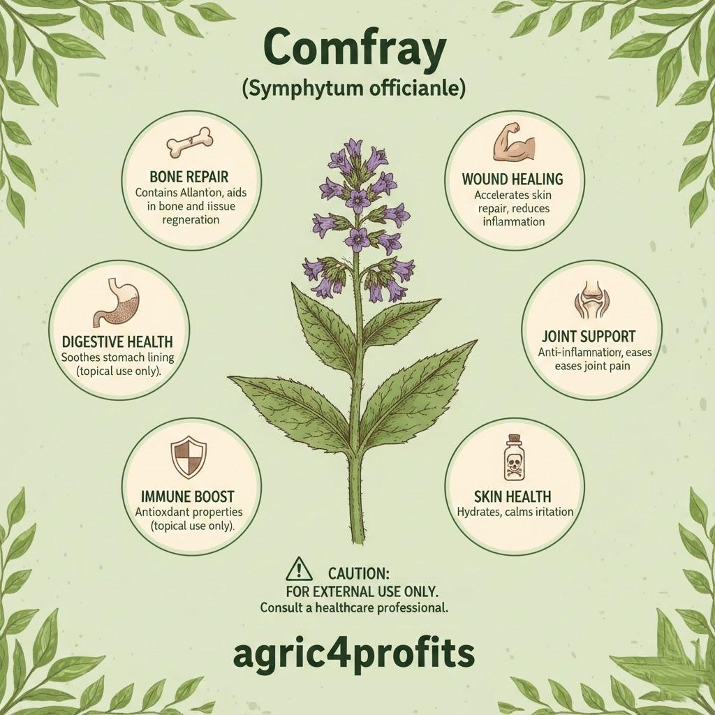 Health Benefits of Comfrey (Symphytum officinale)