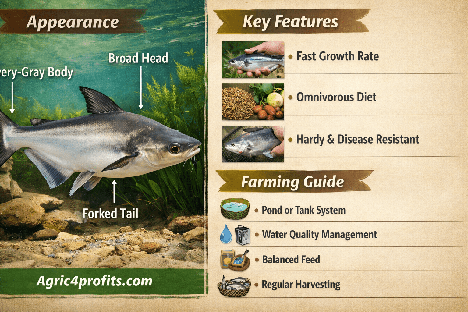 Panash Fish Appearance, Features and Farming Guide of Pangasius Fish - Agric4Profits