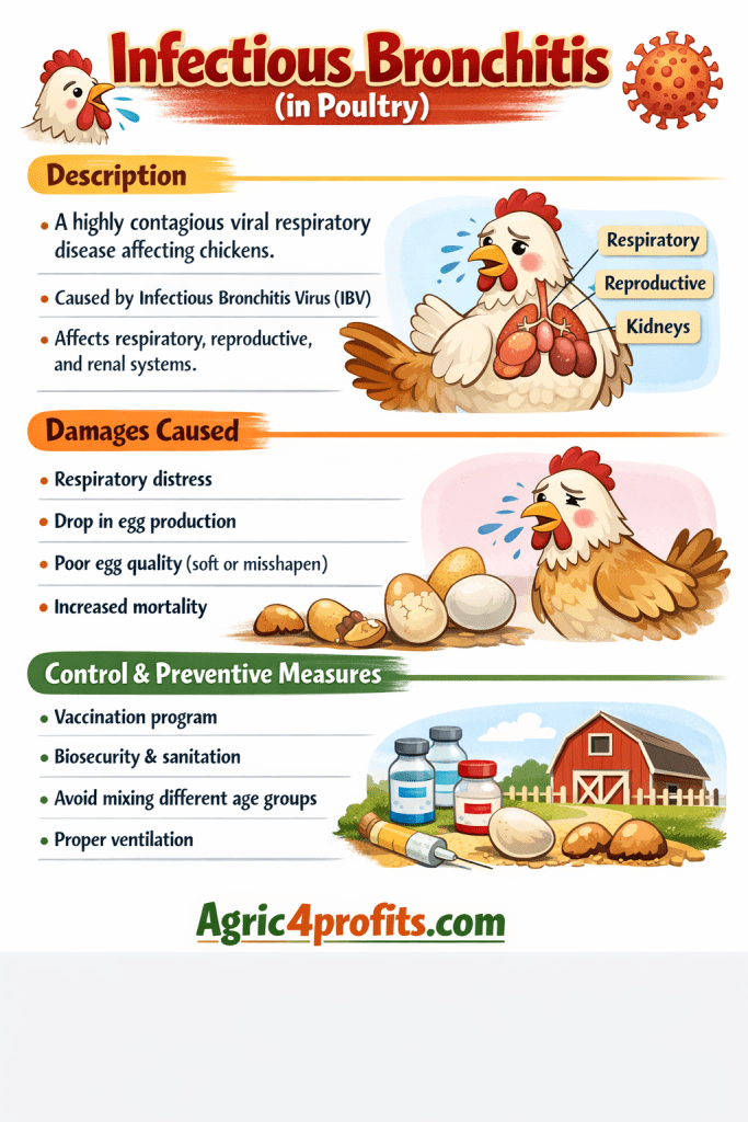 La Bronchite infectieuse (de volaille): Description, Dommages Causés, de Contrôle et Mesures Préventives