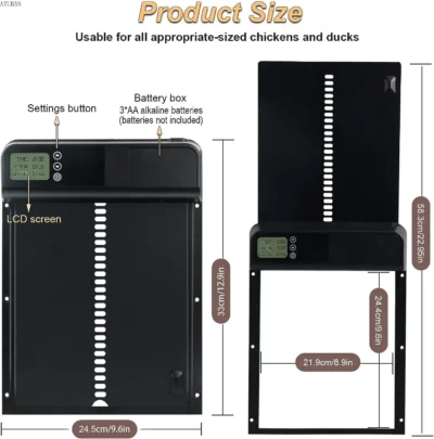 ATUBAN Automatic Chicken Coop Door,Aluminum Weatherproof Coops Door Opener with Timer,Locking Auto Chicken Doors for Home & Farm