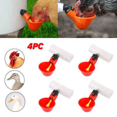 ⁦Areyourshop 4PCS Water Drinking Cups Chicken Watering Automatic Poultry Feeding Drinkers⁩ - الصورة ⁦2⁩