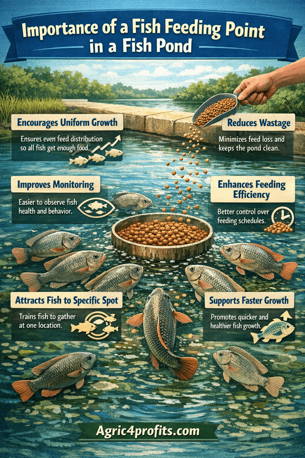 Importance of a Fish Feeding Point in a Fish Pond - Agric4Profits