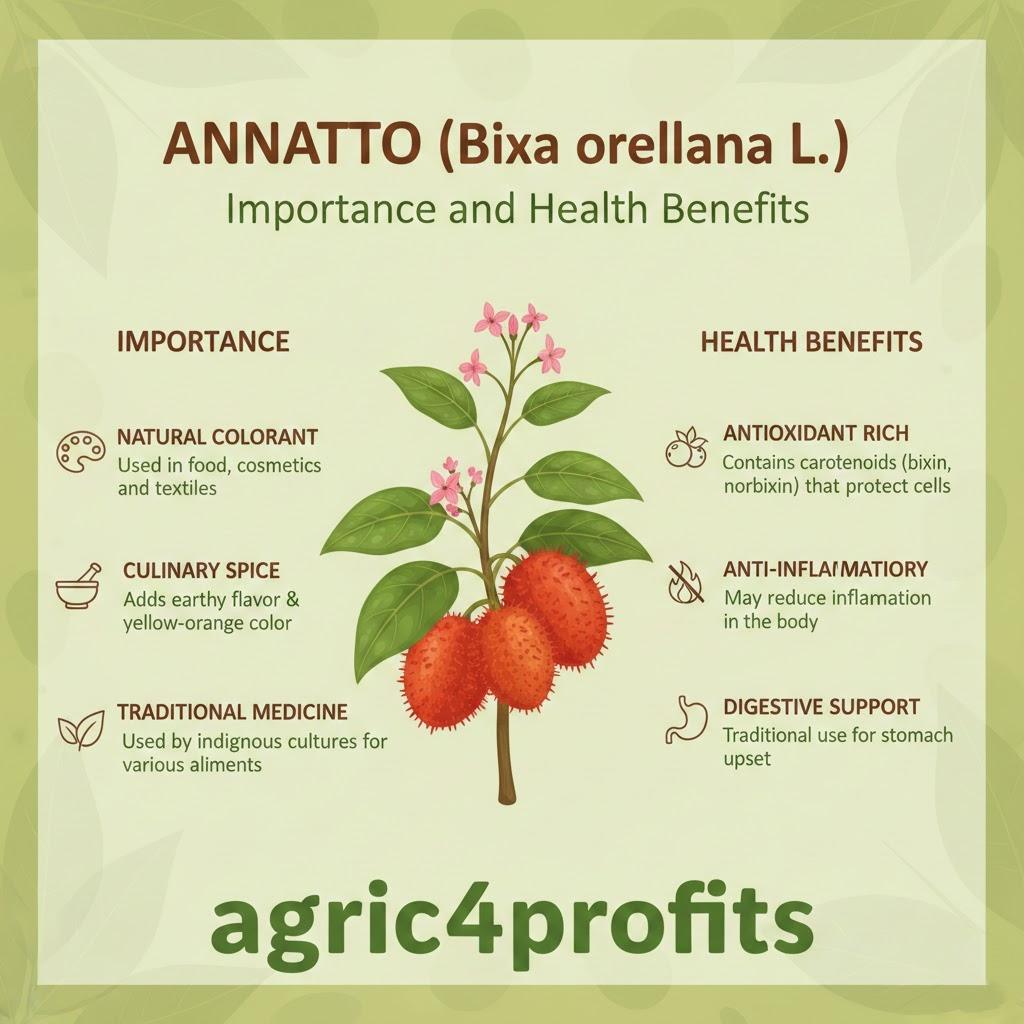 Annatto (Bixa orellana L.) Importance and Health Benefits