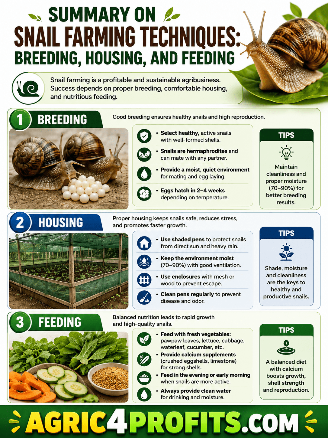 Snail Farming Techniques: Breeding, Housing, and Feeding - Agric4Profits