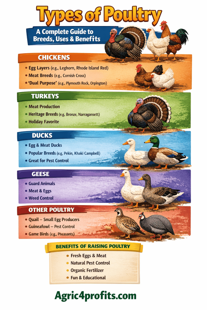 Types de Volaille: Un Guide Complet pour les Races, les Utilisations et les Avantages
