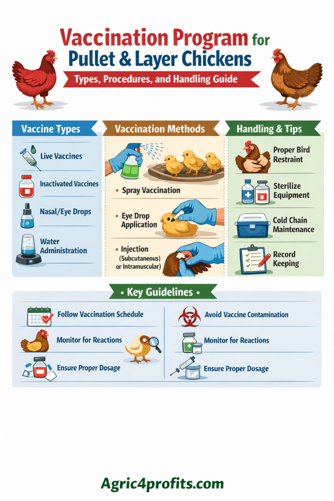 Vaccination Program for Pullet and Layer Chickens: Types, Procedures, and Handling Guide