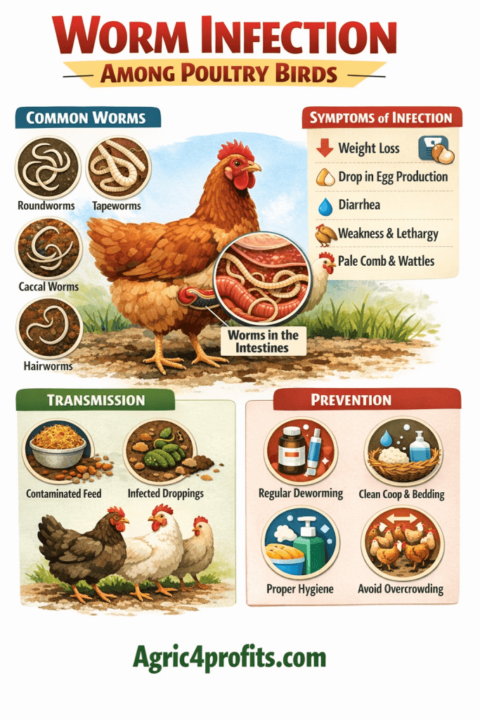Worm Infection Among Poultry Birds: Types, Causes and Treatment