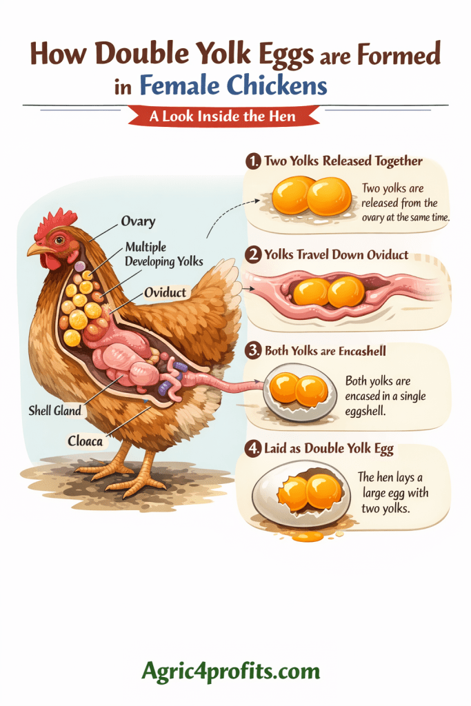 How Double Yolk Eggs are Formed in Female Chickens (Hen/Layers)