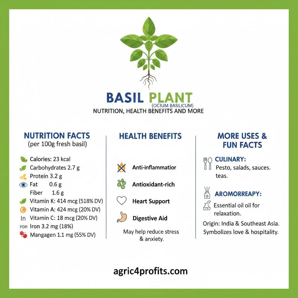 Le basilic Plante (Ocimum Basilicum): Nutrition, Santé, Avantages et Plus