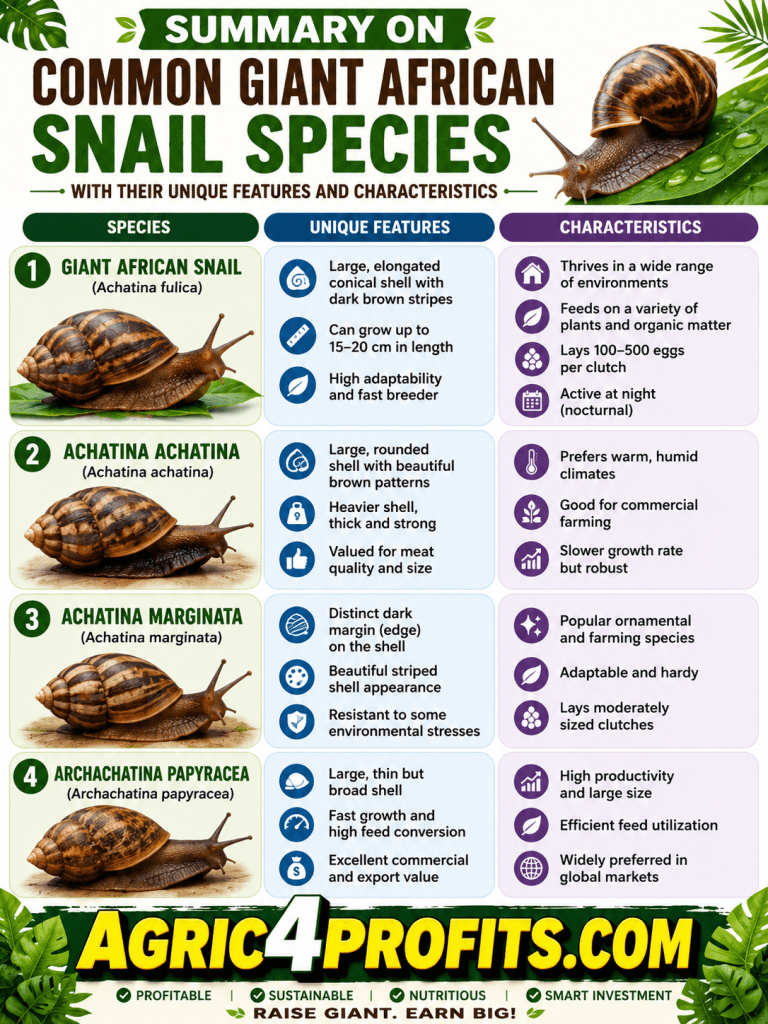 Commune Escargot Géant Africain des Espèces avec leurs Caractéristiques Uniques et les Caractéristiques