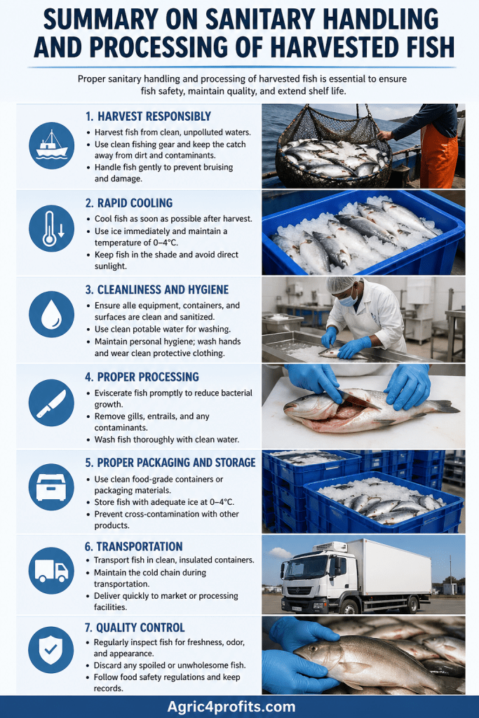 Fish Handling Sign Sanitary Handling and Processing of Harvested Fish - Agric4Profits