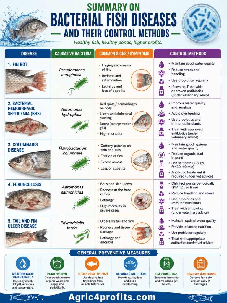 Other Bacterial Fish Diseases and their Control Methods - Agric4Profits