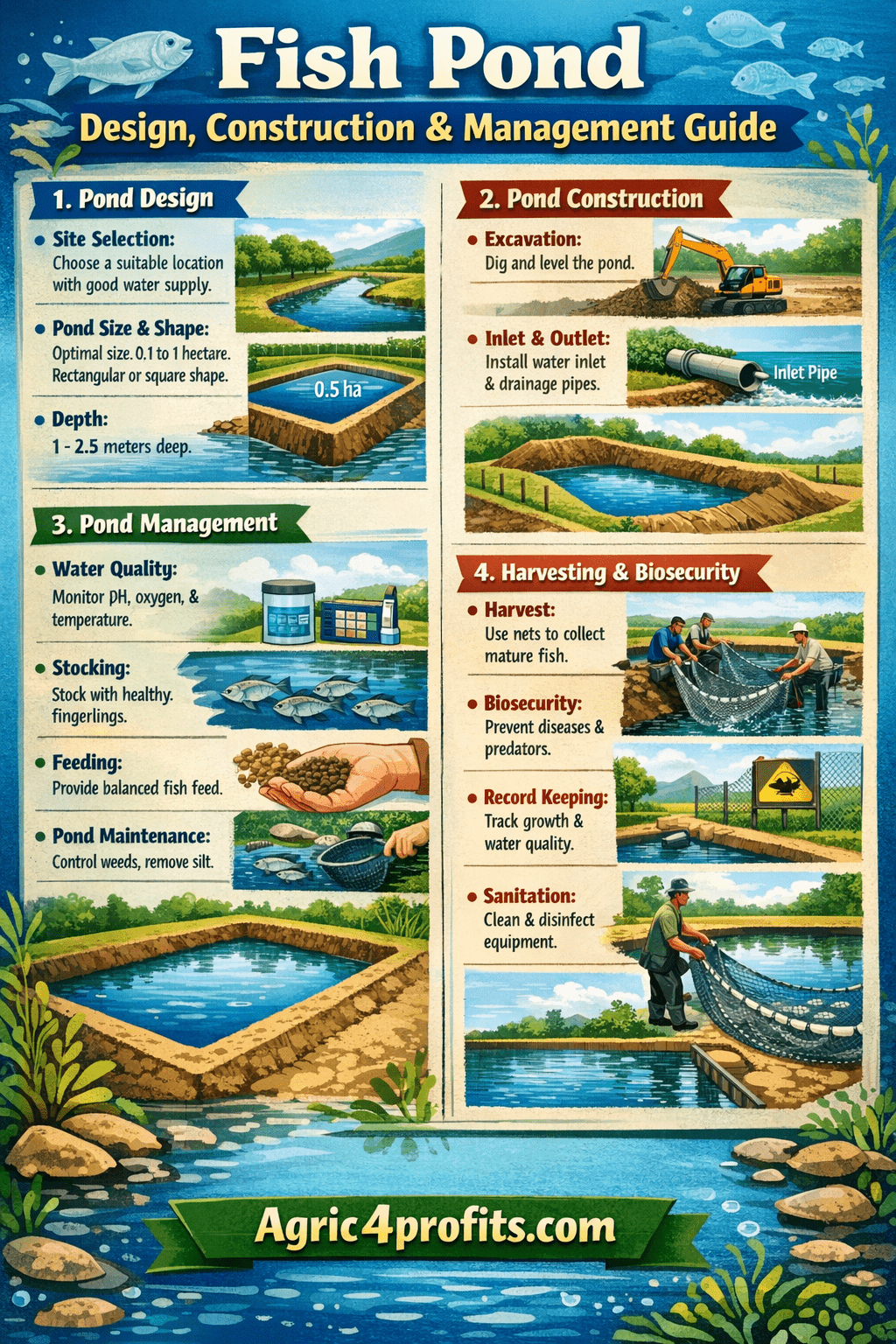 Fish Pond Design, Construction, and Management Guide - Agric4Profits