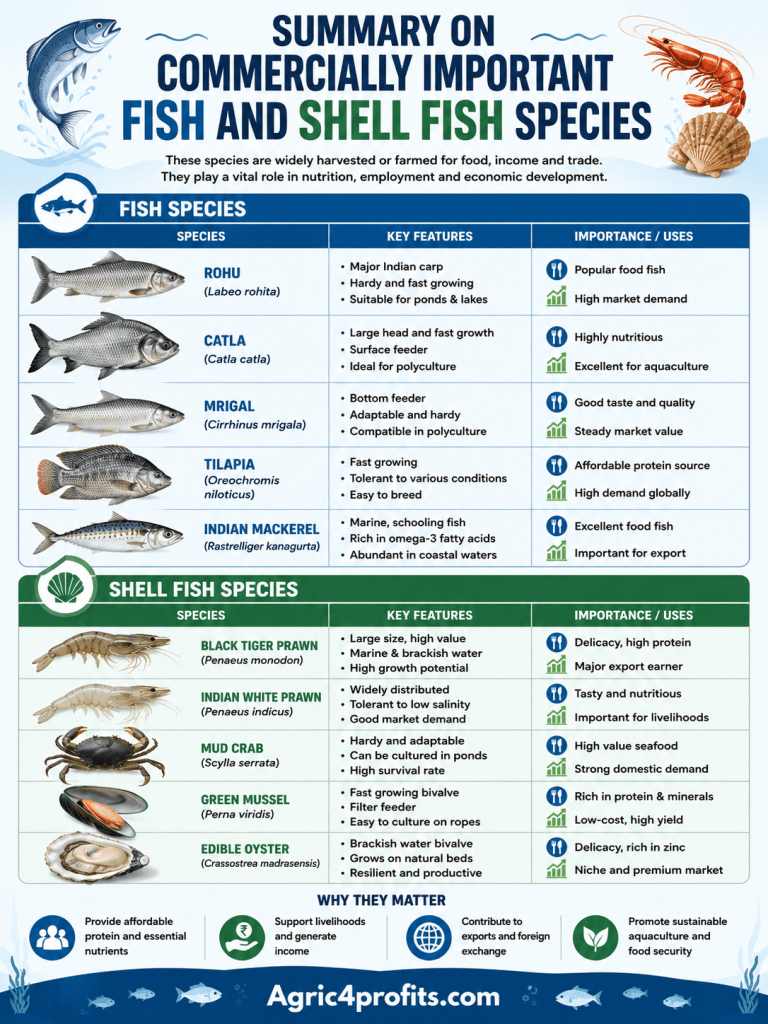 Commercially Important Fish and Shell Fish Species - Agric4Profits